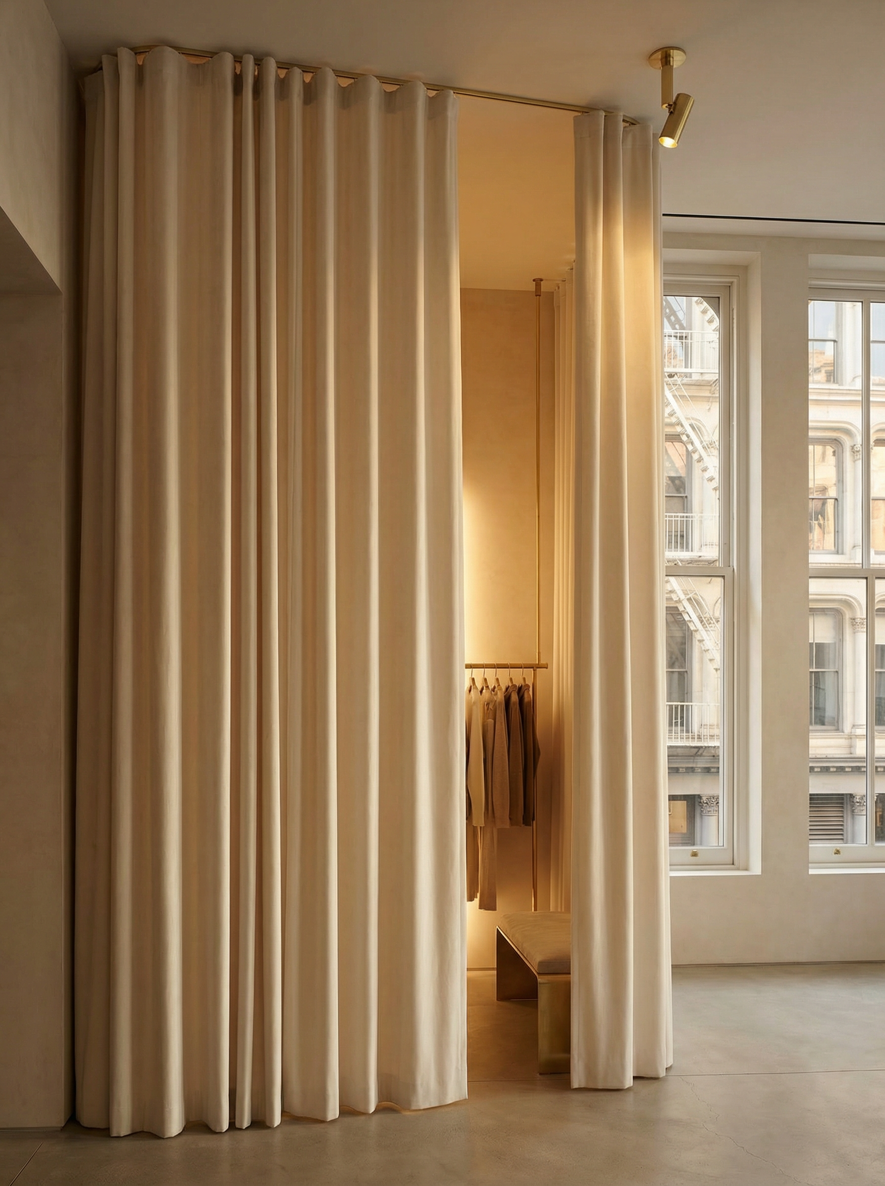Flagship Showroom — SoHo — commercial drapery installation detail 1