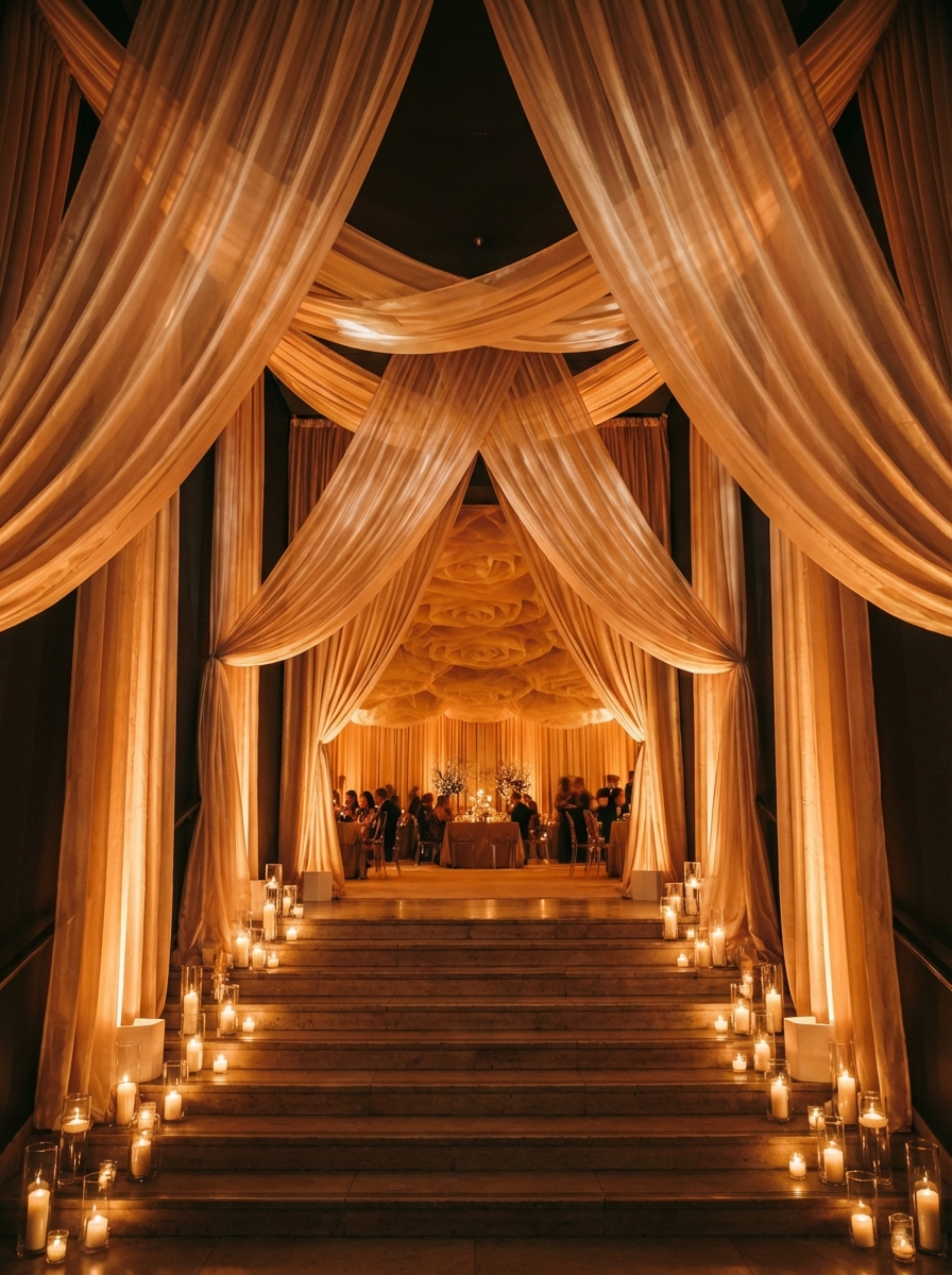 LACMA Gala — Grand Ballroom — event drapery installation detail 2
