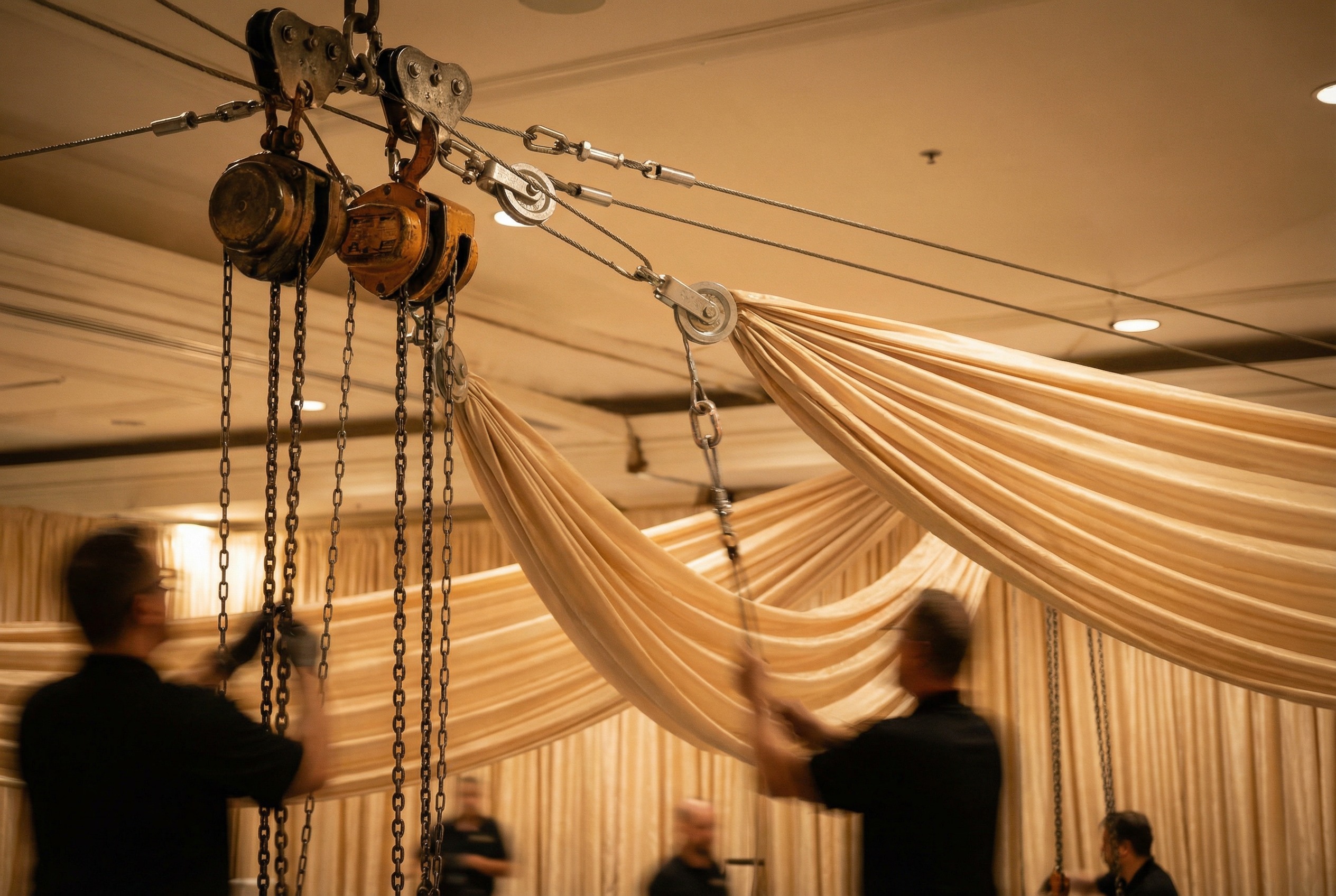 LACMA Gala — Grand Ballroom — event drapery installation detail 7